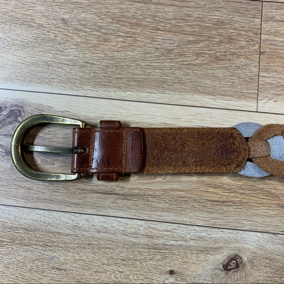 Braided Circles Leather Belt Green Brown Black - Picture 6 of 7